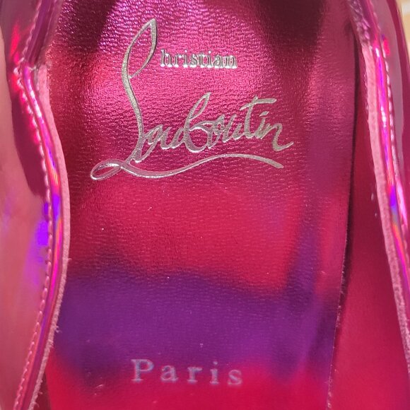 BRAND NEW LOUBOUTIN Metallic Pink Patent Hot Chick 100 Pump IT 38 New &Box &Bag - Picture 16 of 16